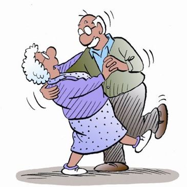 Tegning af ældre dansende par